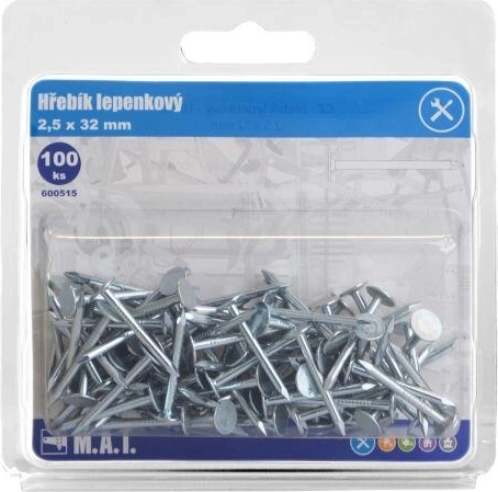 Galvanized roofing felt nails 32 × 2.5 mm (100 pcs)