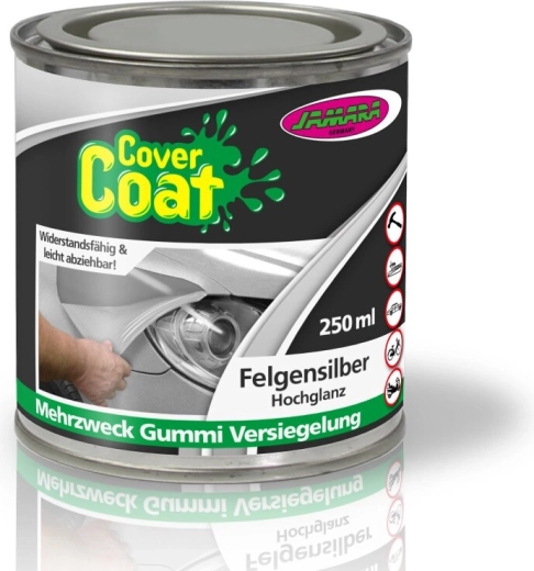 Cover Coat šķidrā gumija diskiem sudraba krāsā, augsts spīdums 250 ml