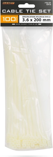 Transparent cable ties 200 × 3.6 mm, 100 pcs