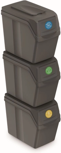 SORTIBOX šķiroto atkritumu tvertņu komplekts 3 gab., 3×20 l, pelēks akmens