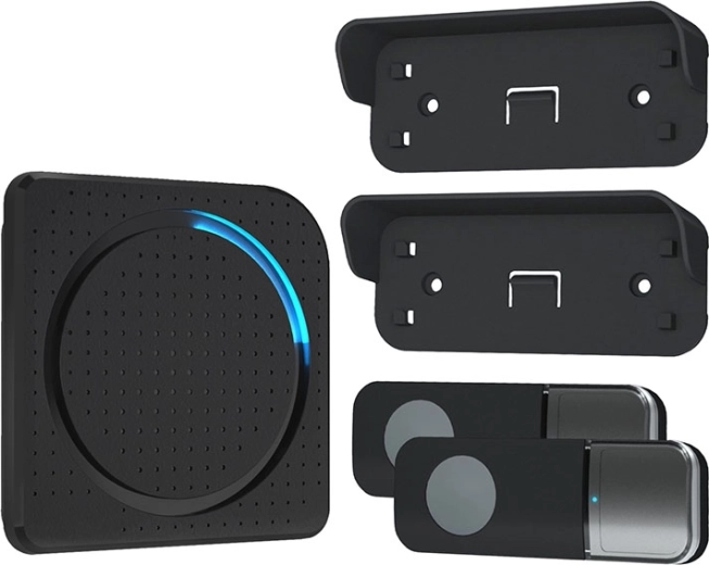 Solight wireless plug-in doorbell with 2 buttons, 200 m, black, learning code