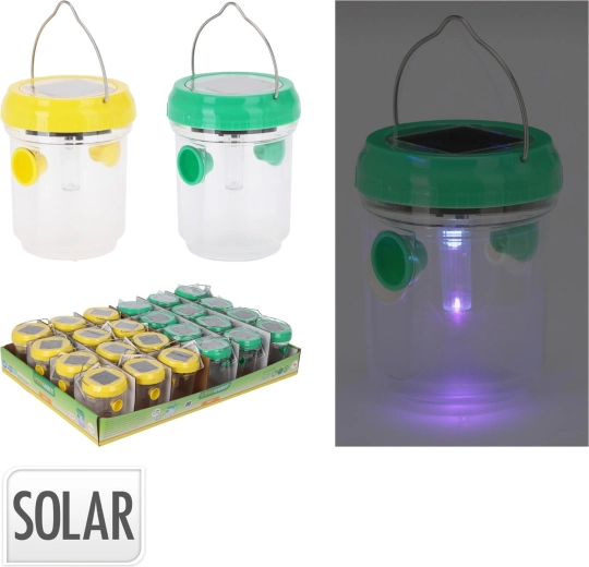 Saules laterna ar LED kukaiņu ķērāju, diametrs 7 cm, augstums 9 cm, krāsu mikss
