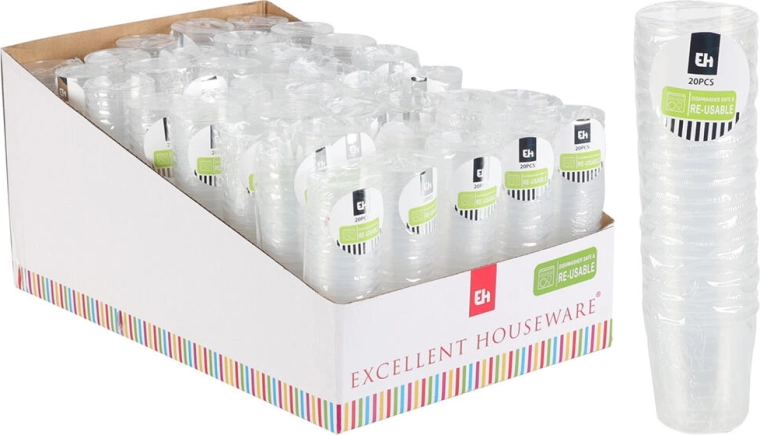 Plastmasas šoti 30 ml, caurspīdīgi, 20 gab.