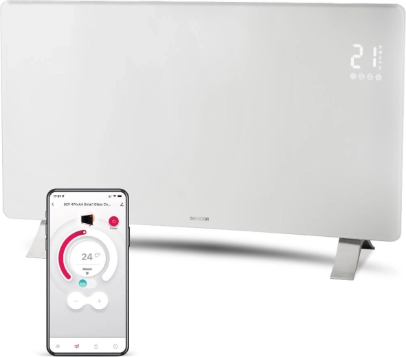 Sencor viedais stikla ieliektais konvektors SCF 4740WH