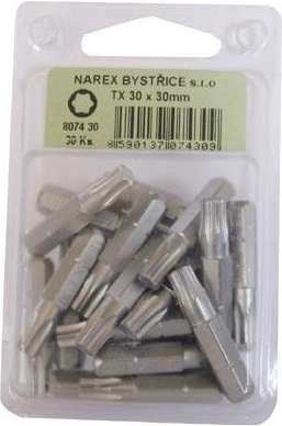 Torx T30 uzgaļa bits, 30 mm, hromēts, komplekts 30 gab.