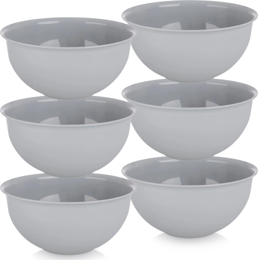 Sandy plastic bowls 13 cm, 500 ml, gray, set of 6