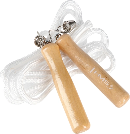 HMS jump rope made of cotton rope with wooden handles, 280 cm