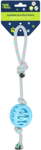 Trik & Roll dog tug toy with ball, blue
