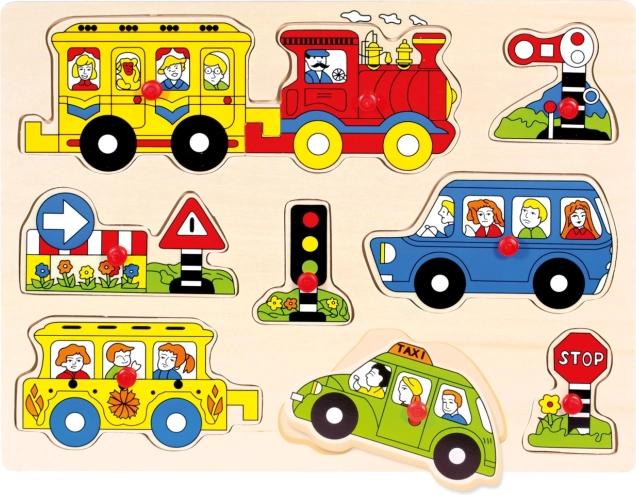 Bino koka ieliekamā puzle Transports