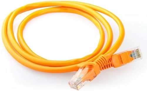 Network patch cable Cat 5e UTP 0.5 m, orange, with molded boots