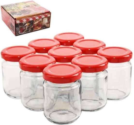 Stikla konservēšanas burciņas ar skrūvējamu vāciņu 60 ml, komplekts 9 gab.