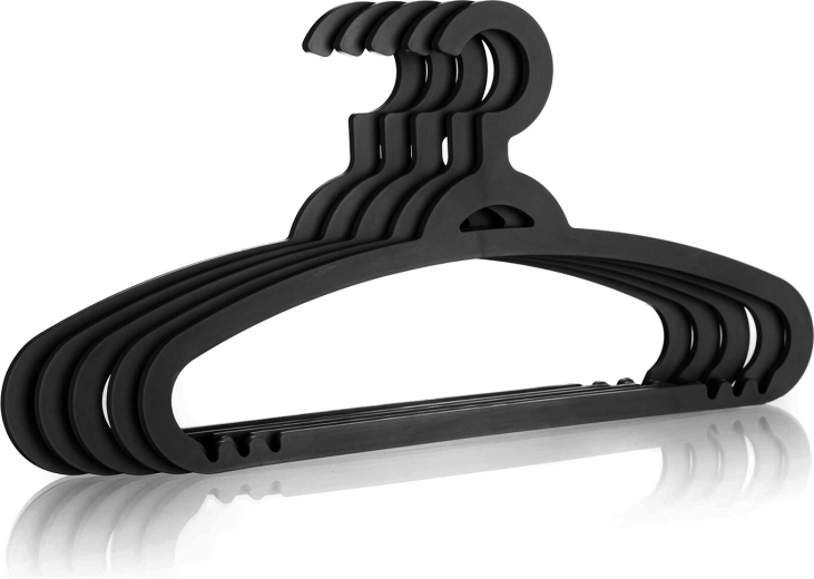 Plastic clothes hangers, black, set of 5
