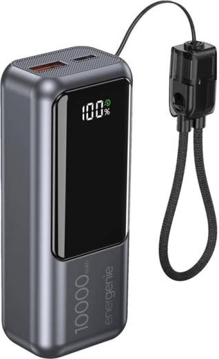 Powerbanka ar LCD displeju 10 000 mAh QC 3.0 20 W pelēka