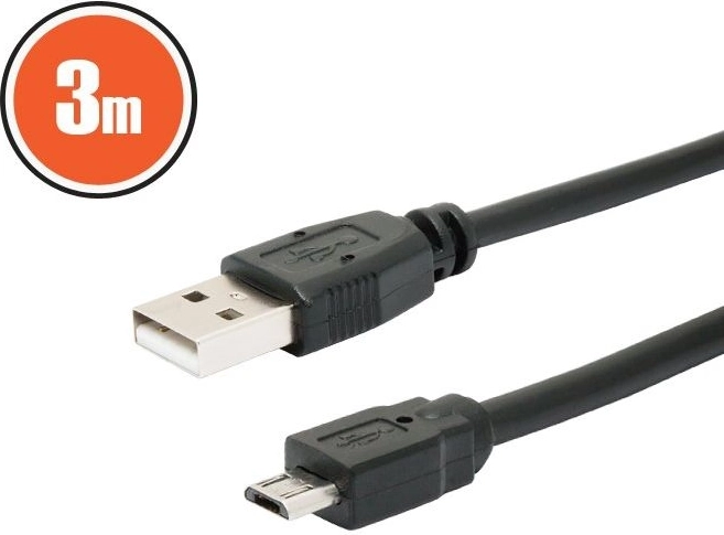 USB 2.0 cable A–micro B, 3 m, black