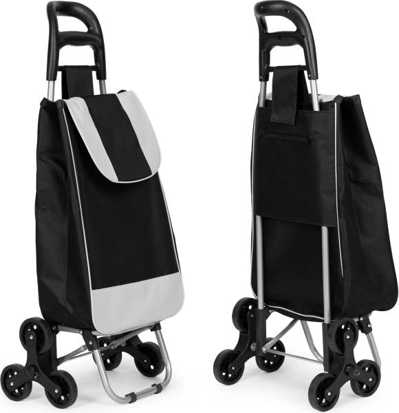 ModernHome iepirkumu ratiņi, melni, 25 l soma, 6 riteņi, metāla rāmis