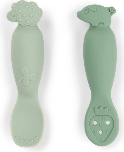 Done by Deer Tiny farm training spoon set, green