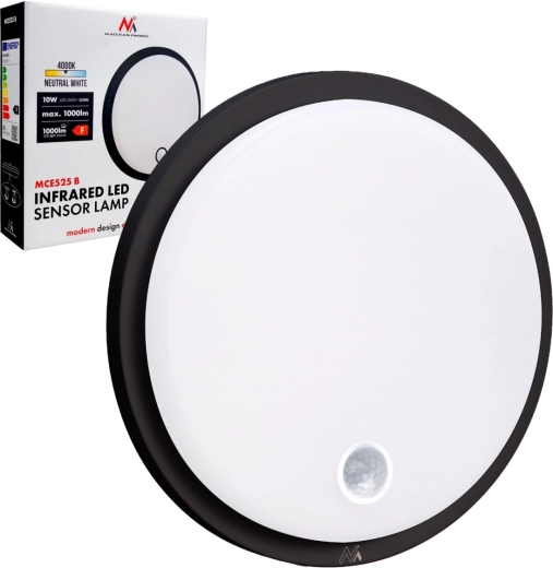 LED sienas un griestu gaismeklis ar PIR sensoru, IP65, 10 W, 1000 lm, 4000 K