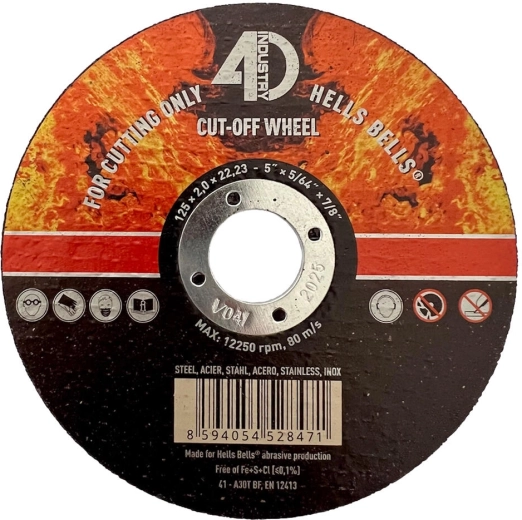 Griešanas disks tēraudam un nerūsējošajam tēraudam 125 × 2,0 × 22,2 mm