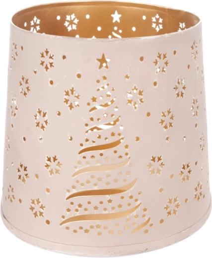 Metāla Ziemassvētku svečturis Tree balts/zeltains 18 cm