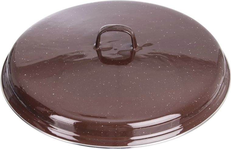 Enamel Lid Brown with Rim 37.5 cm
