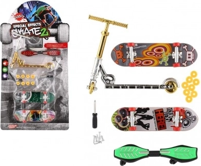 Set of Finger Skateboards and Scooter with Screw-On Accessories