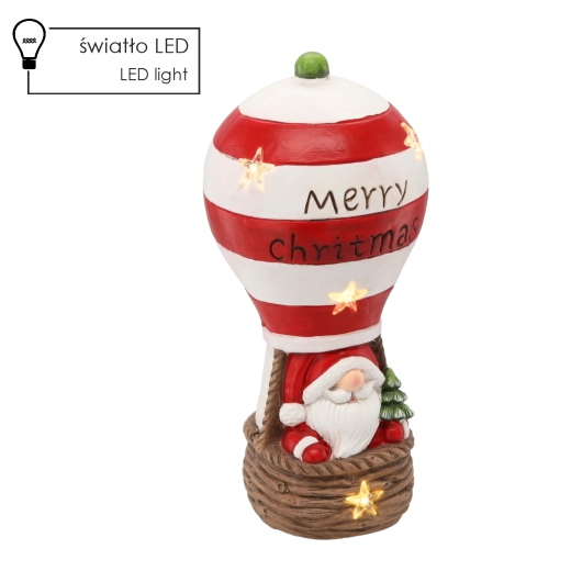 Ziemassvētku figūriņa – Santa gaisa balonā ar LED apgaismojumu 20 × 20 × 43 cm