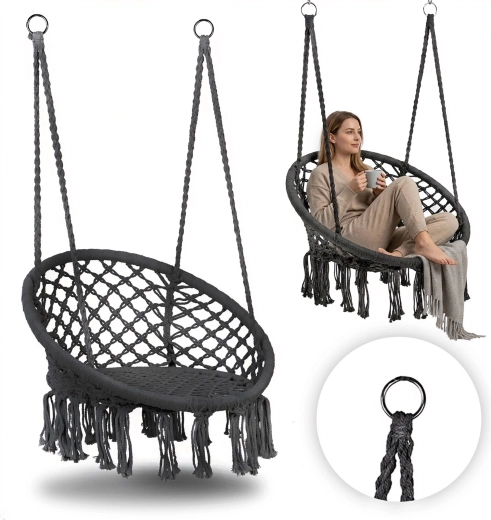 Boho piekaramais krēsls dārzam, pelēks, MultiGarden