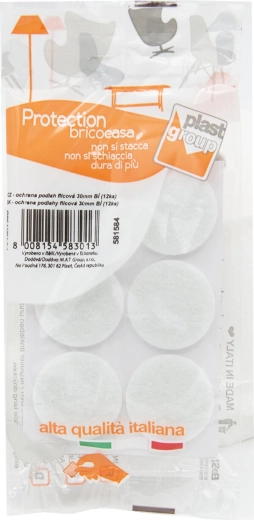Felt self-adhesive furniture pads 30 mm, white (12 pcs)