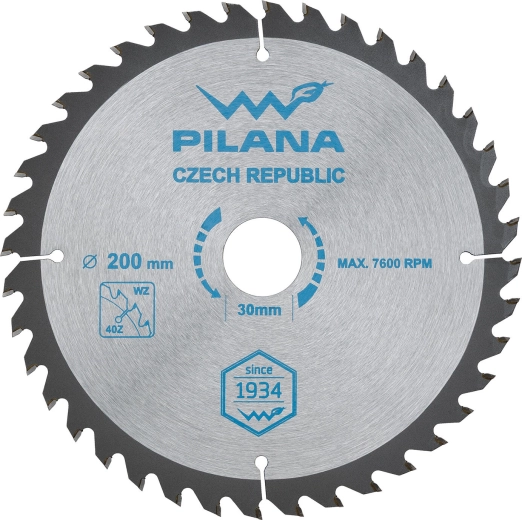 Zāģa disks kokam PILANA 200 mm, 40 zobi, SK WZ