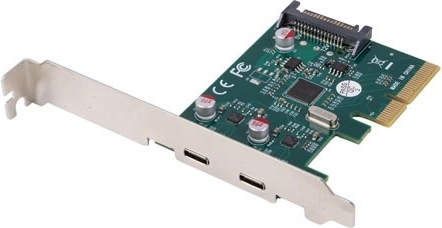 PCIe card with 2× USB-C 3.2 Gen 2x1 (10 Gb/s) – low profile