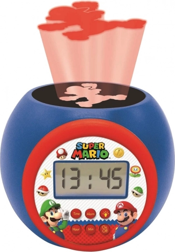 Modinātājs ar projektoru SUPER MARIO un nakts gaismu