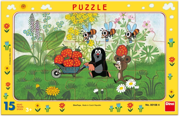 Dino paper puzzle Little Mole on a Trip 15 pieces