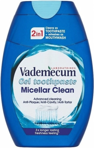 Vademecum 2v1 Micellar Clean micelārais tīrīšanas gēls zobu pasta 75 ml