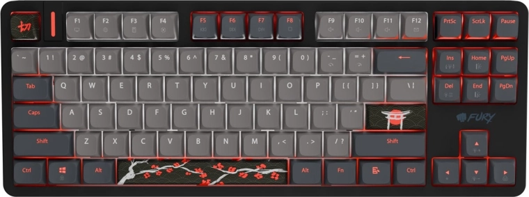 Magnētiskā spēļu tastatūra Fury Kanabo K6 RGB US melni pelēka