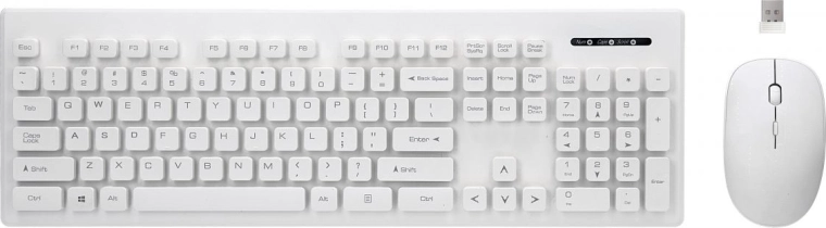 Bezvadu tastatūras un peles komplekts Whiterun, balts, 2,4 GHz tehnoloģija