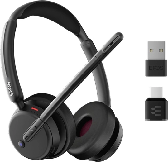 Wireless EPOS IMPACT 500 Pro headset for Microsoft Teams and UC with ANC (USB‑C + USB‑A)