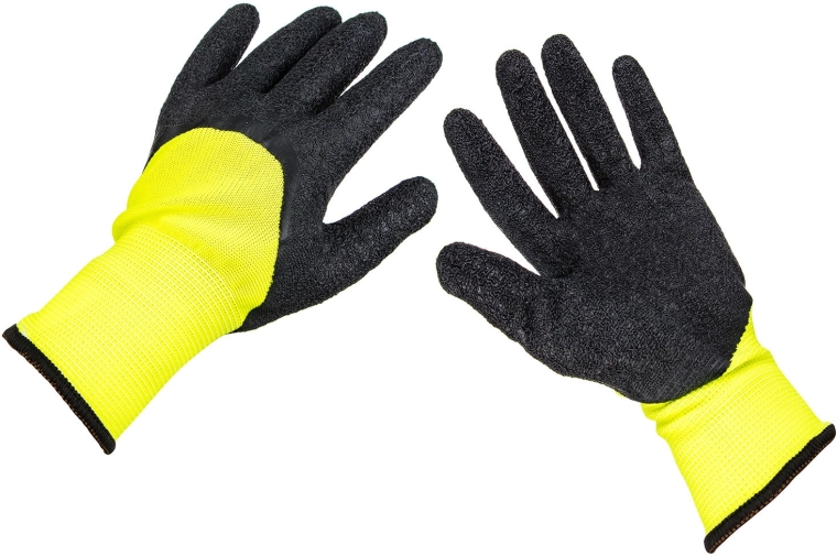 Latex-dipped work gloves, size L/9