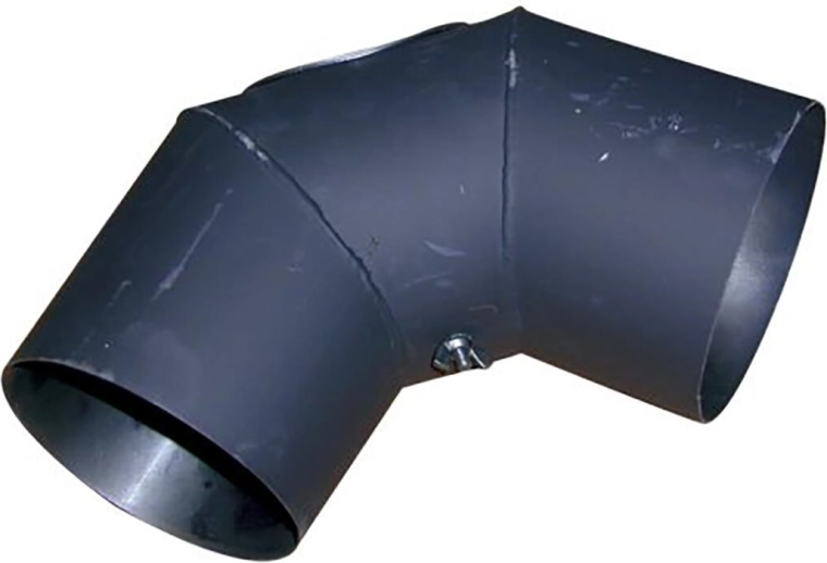 Smoke elbow with cleaning opening 125 mm, 90°, steel 1.5 mm, black