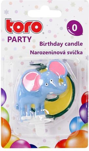 Tortes svece cipars 0 ar ziloni TORO 5 cm