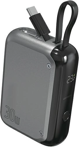 Pocket 30 W 10 000 mAh powerbanka ar integrētu USB‑C kabeli 15 cm