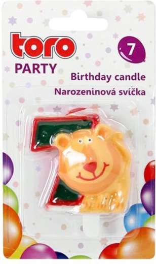 Tortes svece cipars 7 ar lauvu TORO 5 cm