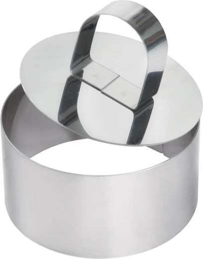 Stainless steel kitchen forming ring with tamper 8 cm
