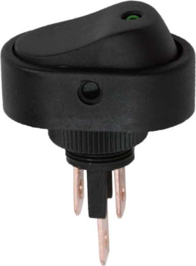 Black rocker switch with green LED