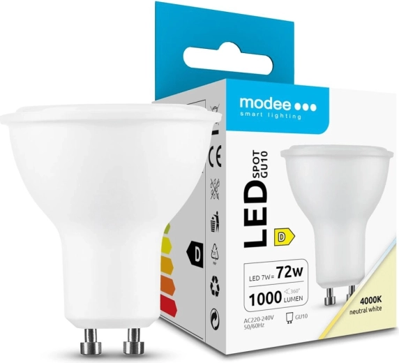LED prožektora spuldze 7 W GU10 neitrāli balta 1000 lm
