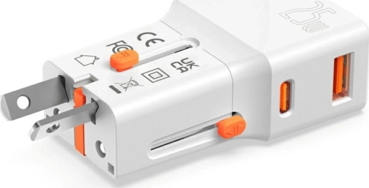 Ātra uzlāde 25 W ar USB‑C PD un USB‑A QC