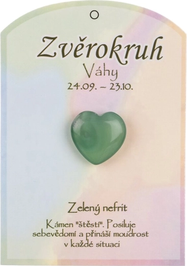 Zaļš nefrīts sirds formā Svaru zodiaka zīmei