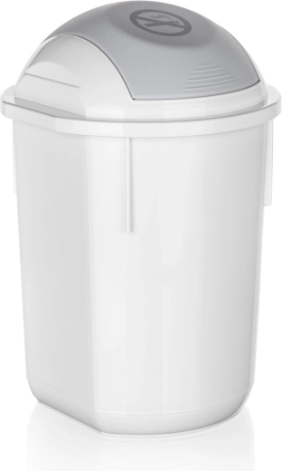 Plastic trash bin with swing lid 8 L – white