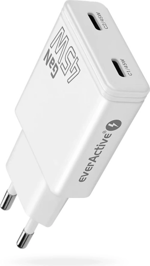 EverActive super plānslim GaN tīkla lādētājs 45 W ar 2× USB-C (SC-465Q)