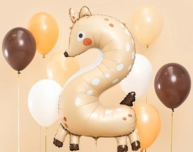 Folijas dzimšanas dienas balons cipars 2 ar stirniņas motīvu