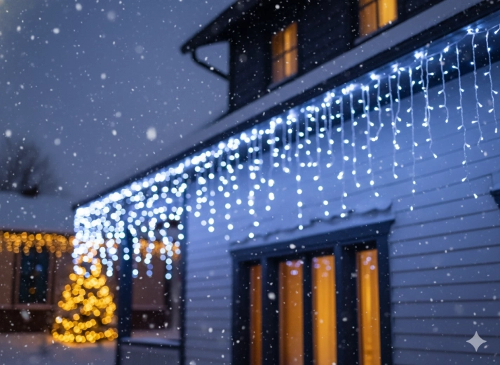 LED gaismas aizkars lāstekas 300 LED auksti balta 12 m - 1 gab.